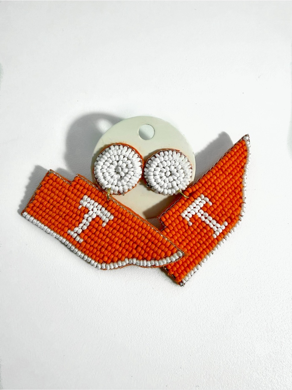 University of Tennessee Vols Orange & White Beaded Statement Earrings NWT